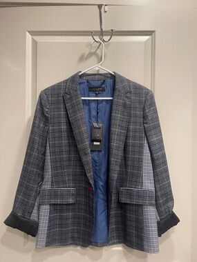 rag & bone Grey Plaid Blazer with Blue Lining